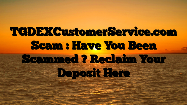 TGDEXCustomerService.com Scam : Have You Been Scammed ? Reclaim Your Deposit Here
