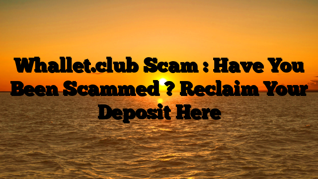 Whallet.club Scam : Have You Been Scammed ? Reclaim Your Deposit Here