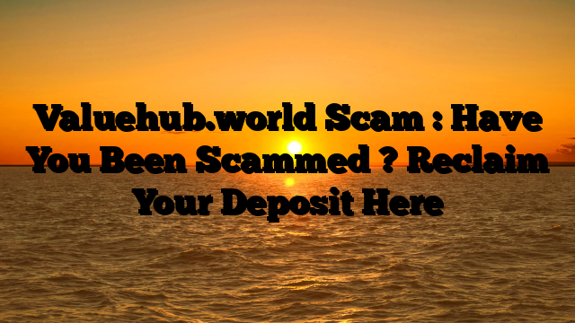 Valuehub.world Scam : Have You Been Scammed ? Reclaim Your Deposit Here