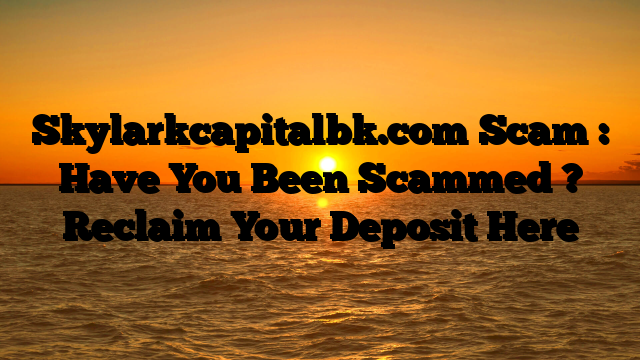 Skylarkcapitalbk.com Scam : Have You Been Scammed ? Reclaim Your Deposit Here