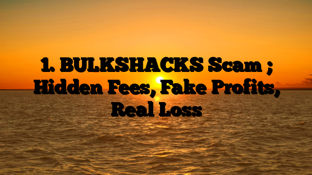 1. BULKSHACKS Scam ; Hidden Fees, Fake Profits, Real Loss
