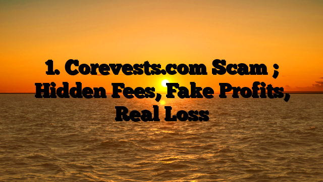 1. Corevests.com Scam ; Hidden Fees, Fake Profits, Real Loss