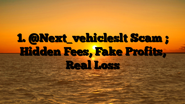 1. @Next_vehicleslt Scam ; Hidden Fees, Fake Profits, Real Loss