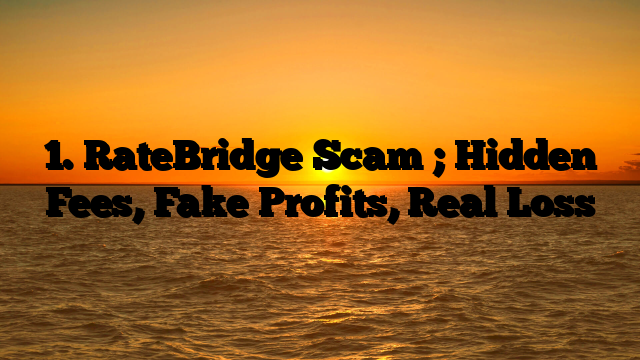 1. RateBridge Scam ; Hidden Fees, Fake Profits, Real Loss