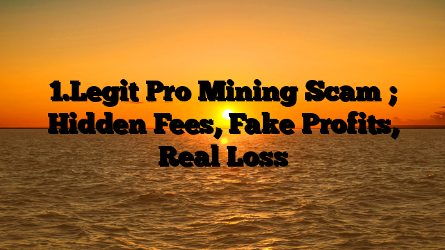 1.Legit Pro Mining Scam ; Hidden Fees, Fake Profits, Real Loss