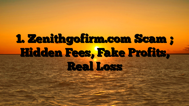 1.  Zenithgofirm.com  Scam ; Hidden Fees, Fake Profits, Real Loss