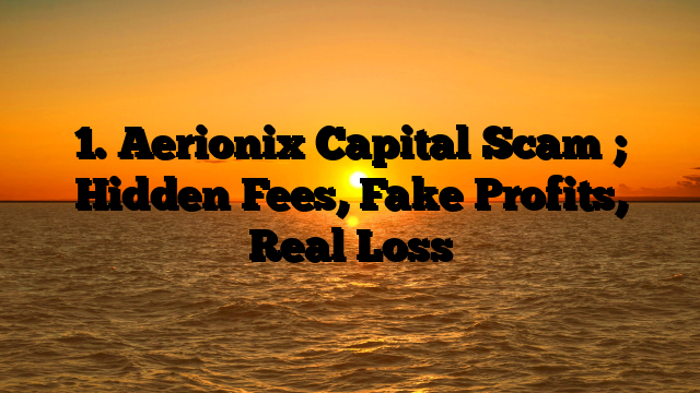 1. Aerionix Capital Scam ; Hidden Fees, Fake Profits, Real Loss