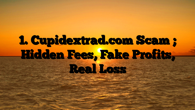 1. Cupidextrad.com Scam ; Hidden Fees, Fake Profits, Real Loss