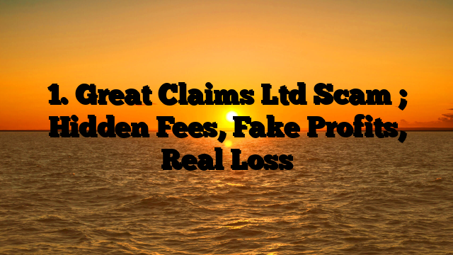 1. Great Claims Ltd Scam ; Hidden Fees, Fake Profits, Real Loss