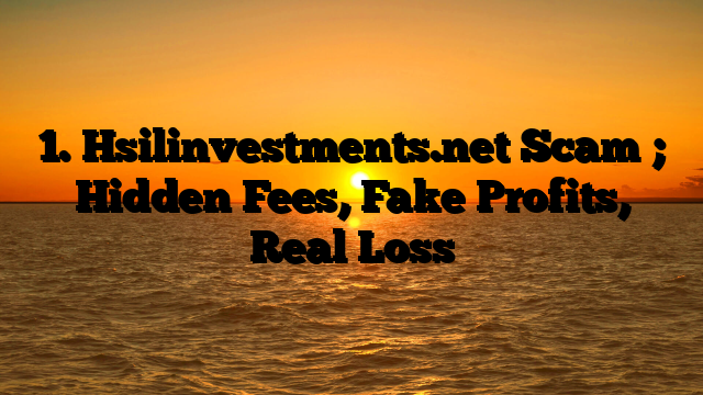1. Hsilinvestments.net Scam ; Hidden Fees, Fake Profits, Real Loss