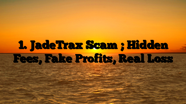 1. JadeTrax Scam ; Hidden Fees, Fake Profits, Real Loss