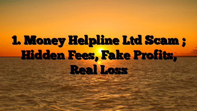 1. Money Helpline Ltd Scam ; Hidden Fees, Fake Profits, Real Loss