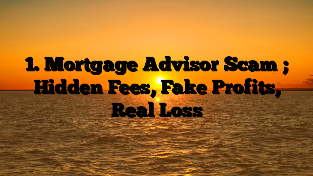 1. Mortgage Advisor Scam ; Hidden Fees, Fake Profits, Real Loss