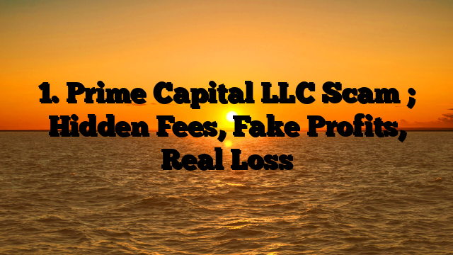 1. Prime Capital LLC  Scam ; Hidden Fees, Fake Profits, Real Loss