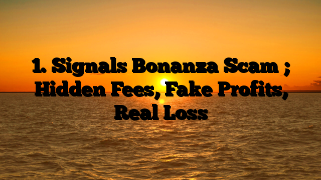 1. Signals Bonanza Scam ; Hidden Fees, Fake Profits, Real Loss