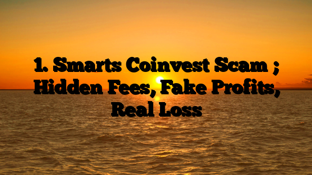 1. Smarts Coinvest Scam ; Hidden Fees, Fake Profits, Real Loss