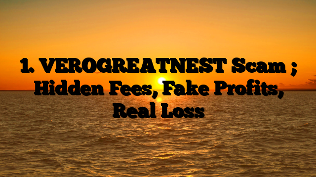 1. VEROGREATNEST Scam ; Hidden Fees, Fake Profits, Real Loss