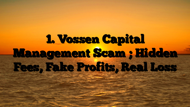 1. Vossen Capital Management Scam ; Hidden Fees, Fake Profits, Real Loss