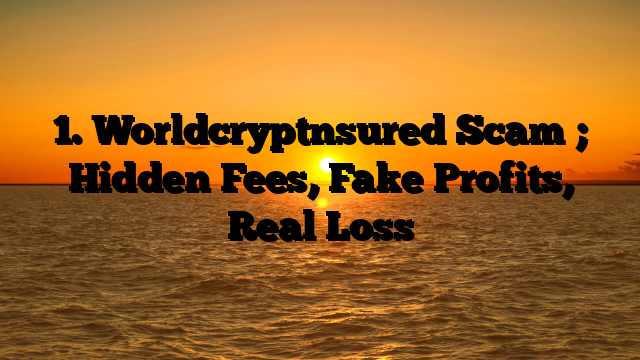 1. Worldcryptnsured Scam ; Hidden Fees, Fake Profits, Real Loss