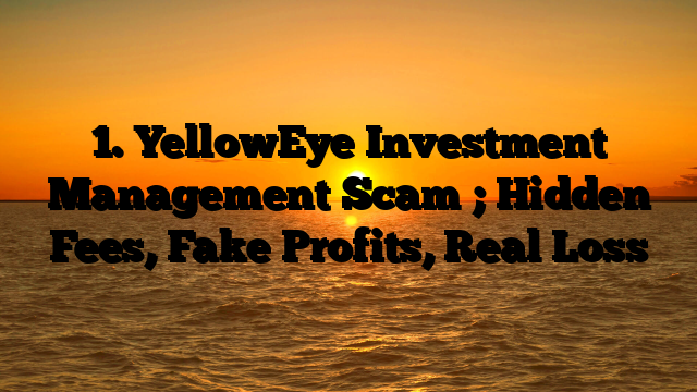 1. YellowEye Investment Management Scam ; Hidden Fees, Fake Profits, Real Loss
