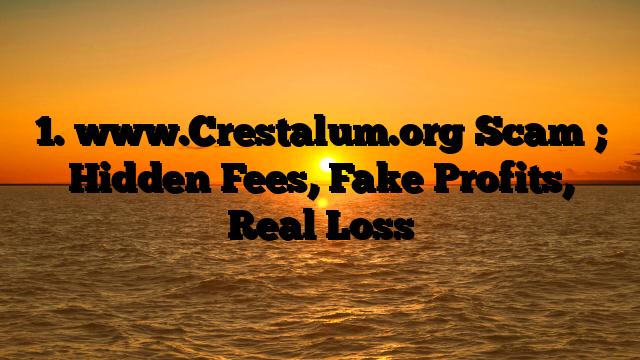 1. www.Crestalum.org Scam ; Hidden Fees, Fake Profits, Real Loss