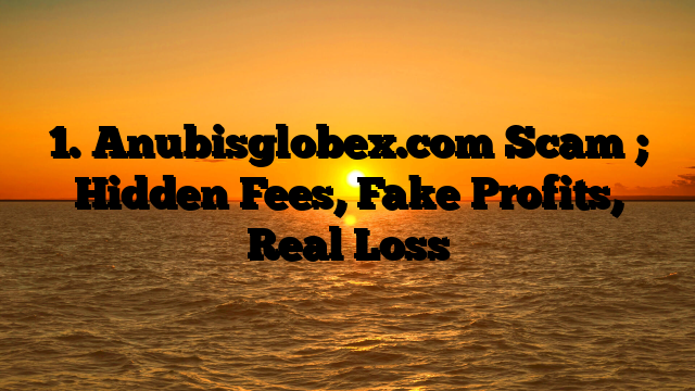 1. Anubisglobex.com Scam ; Hidden Fees, Fake Profits, Real Loss