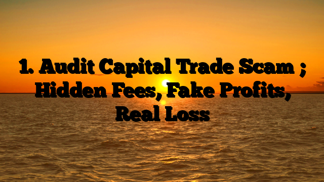 1. Audit Capital Trade Scam ; Hidden Fees, Fake Profits, Real Loss