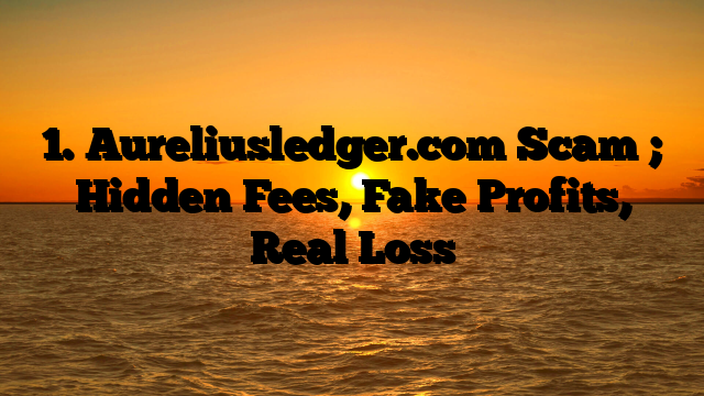 1. Aureliusledger.com Scam ; Hidden Fees, Fake Profits, Real Loss