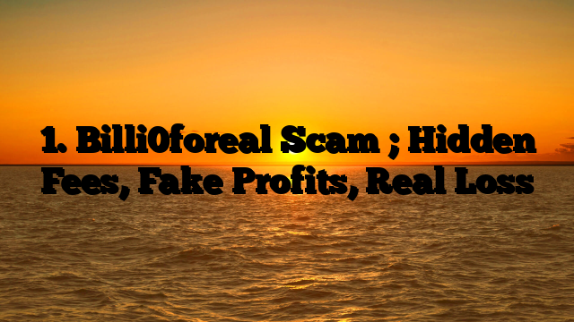1. Billi0foreal Scam ; Hidden Fees, Fake Profits, Real Loss