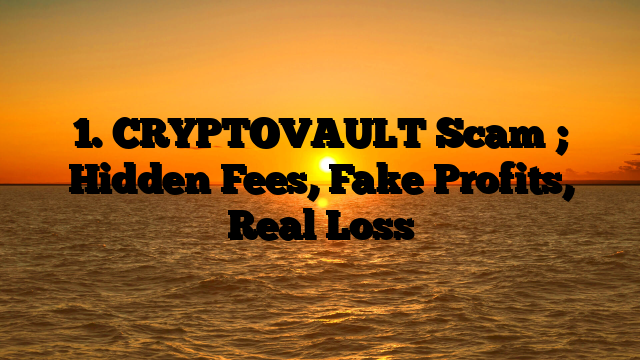 1. CRYPTOVAULT Scam ; Hidden Fees, Fake Profits, Real Loss