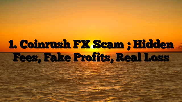 1. Coinrush FX Scam ; Hidden Fees, Fake Profits, Real Loss