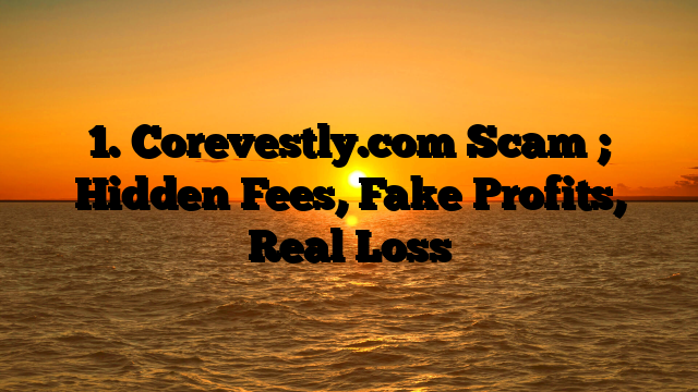 1. Corevestly.com Scam ; Hidden Fees, Fake Profits, Real Loss