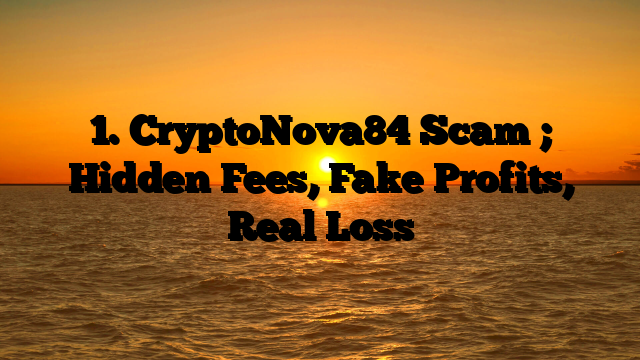 1. CryptoNova84 Scam ; Hidden Fees, Fake Profits, Real Loss