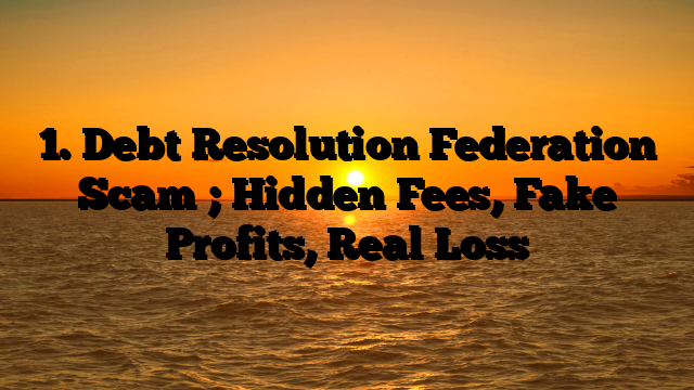 1. Debt Resolution Federation Scam ; Hidden Fees, Fake Profits, Real Loss