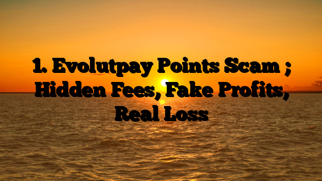 1. Evolutpay Points Scam ; Hidden Fees, Fake Profits, Real Loss