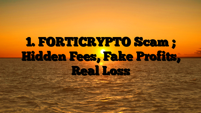 1. FORTICRYPTO Scam ; Hidden Fees, Fake Profits, Real Loss