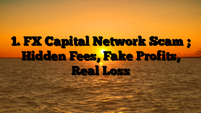 1. FX Capital Network Scam ; Hidden Fees, Fake Profits, Real Loss