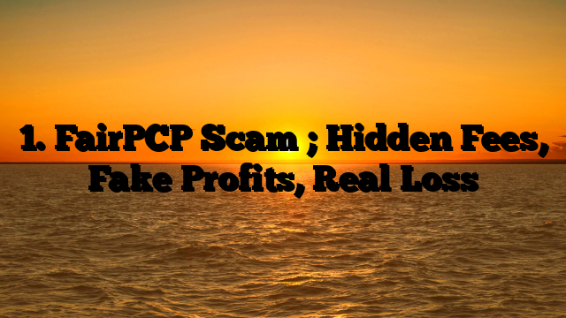 1. FairPCP Scam ; Hidden Fees, Fake Profits, Real Loss