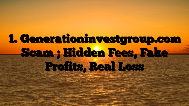 1. Generationinvestgroup.com Scam ; Hidden Fees, Fake Profits, Real Loss