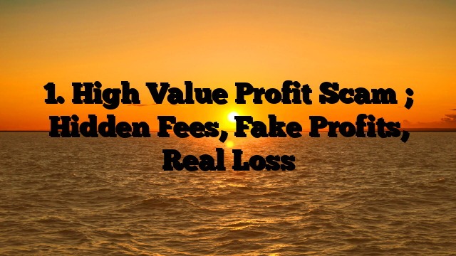 1. High Value Profit Scam ; Hidden Fees, Fake Profits, Real Loss