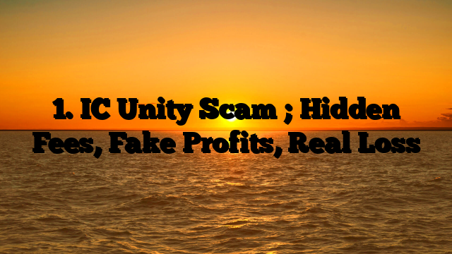 1. IC Unity Scam ; Hidden Fees, Fake Profits, Real Loss