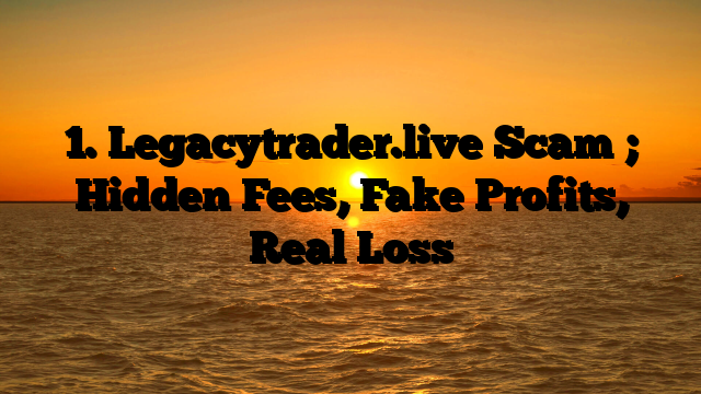 1. Legacytrader.live Scam ; Hidden Fees, Fake Profits, Real Loss