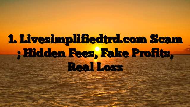 1. Livesimplifiedtrd.com Scam ; Hidden Fees, Fake Profits, Real Loss