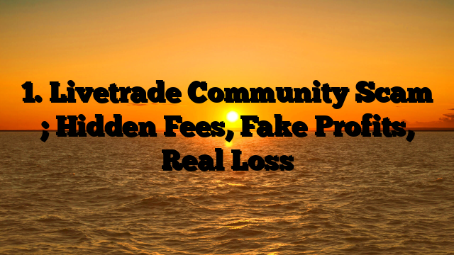 1. Livetrade Community Scam ; Hidden Fees, Fake Profits, Real Loss