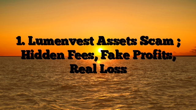 1. Lumenvest Assets Scam ; Hidden Fees, Fake Profits, Real Loss