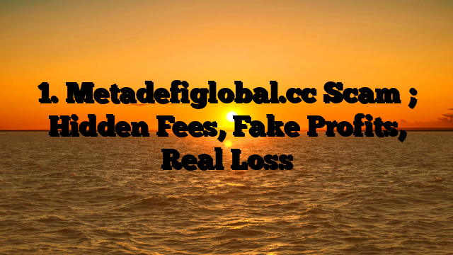 1. Metadefiglobal.cc Scam ; Hidden Fees, Fake Profits, Real Loss
