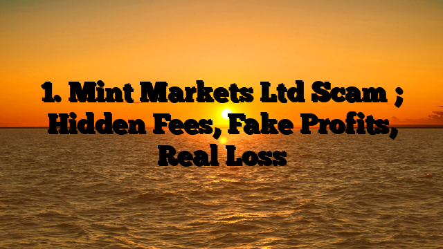 1. Mint Markets Ltd Scam ; Hidden Fees, Fake Profits, Real Loss