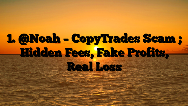 1. @Noah – CopyTrades Scam ; Hidden Fees, Fake Profits, Real Loss