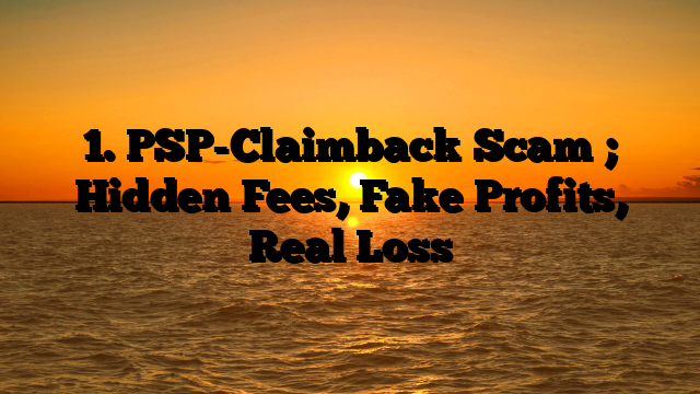 1. PSP-Claimback Scam ; Hidden Fees, Fake Profits, Real Loss