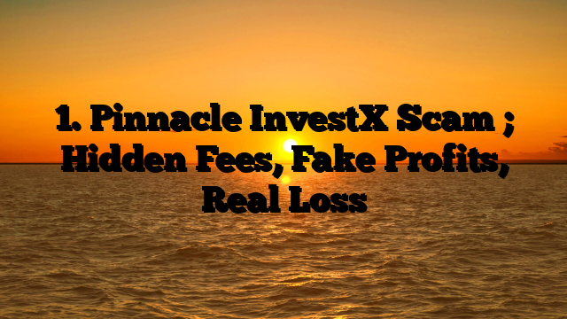 1. Pinnacle InvestX Scam ; Hidden Fees, Fake Profits, Real Loss